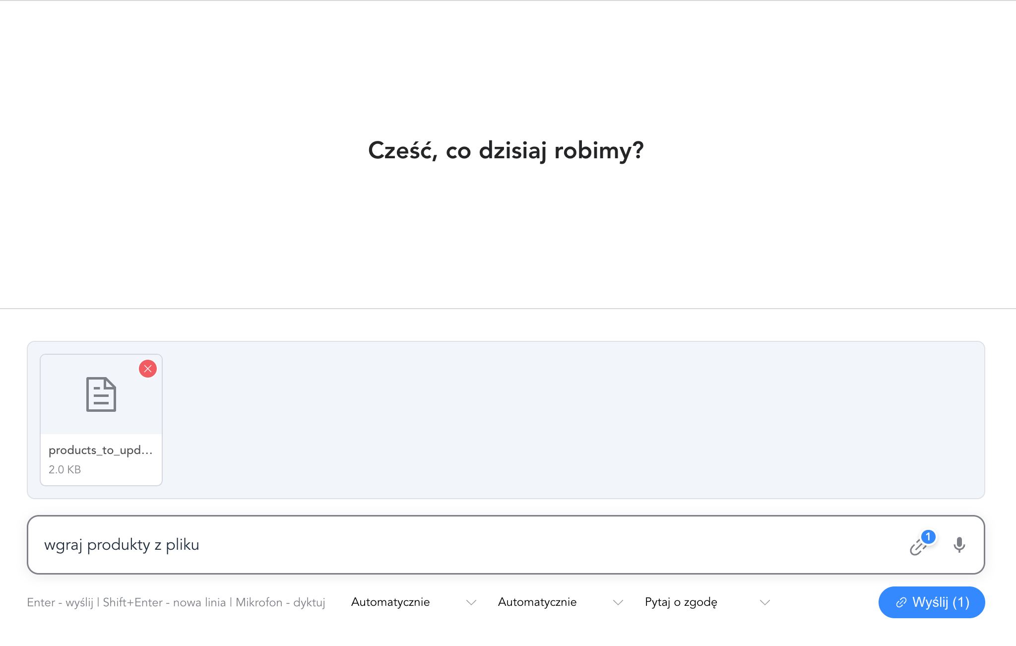 Wgrywanie pliku na czat w Witly