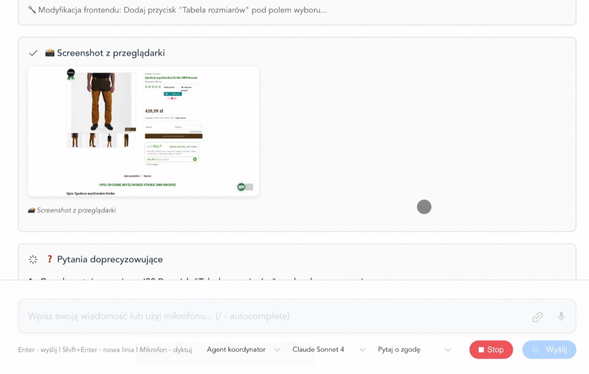 Screenshot z przeglądarki — efekt wstrzyknięcia kodu