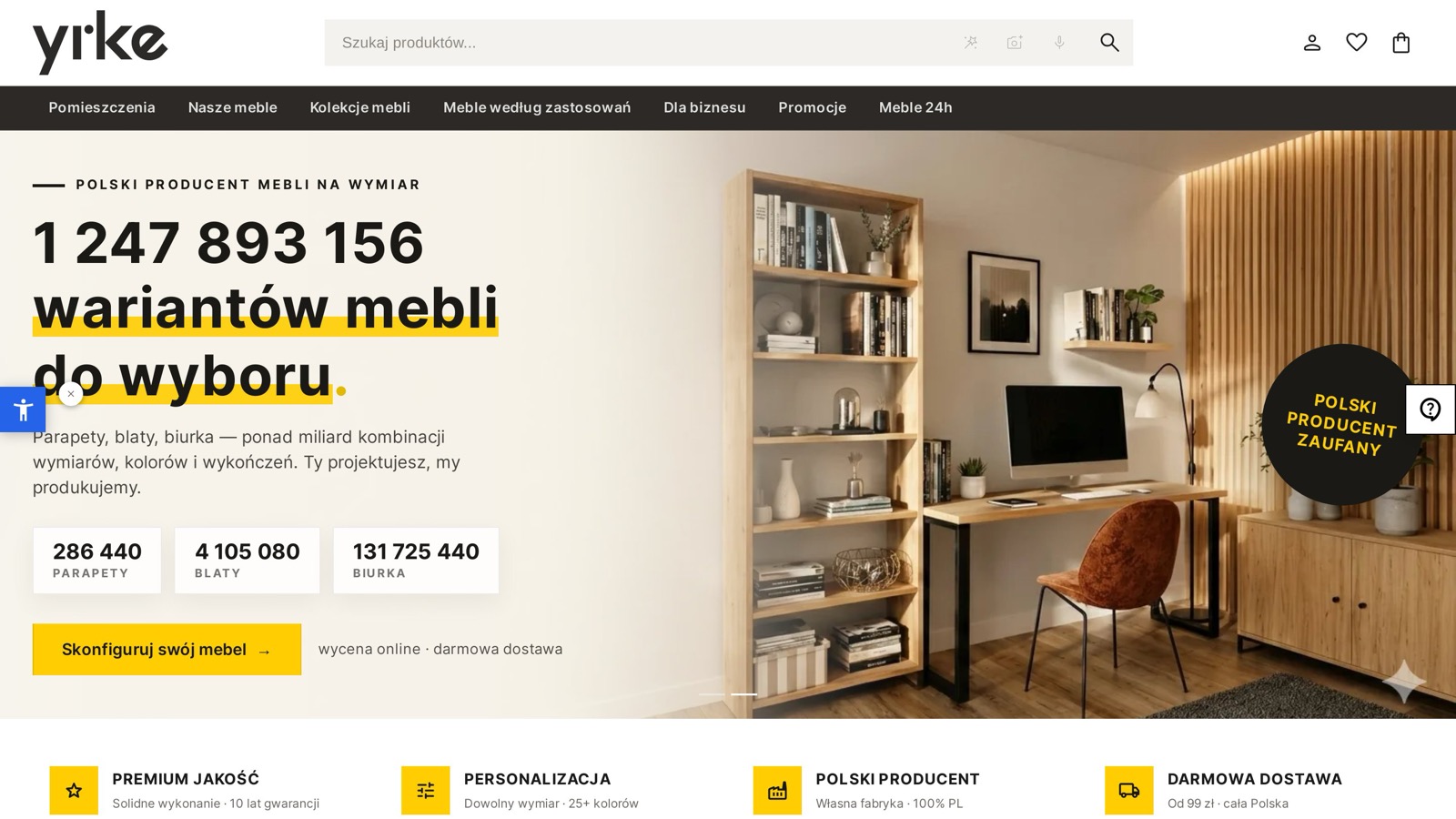 Nowy hero — pełnoekranowy banner z prawdziwym tekstem HTML i przyciskiem CTA