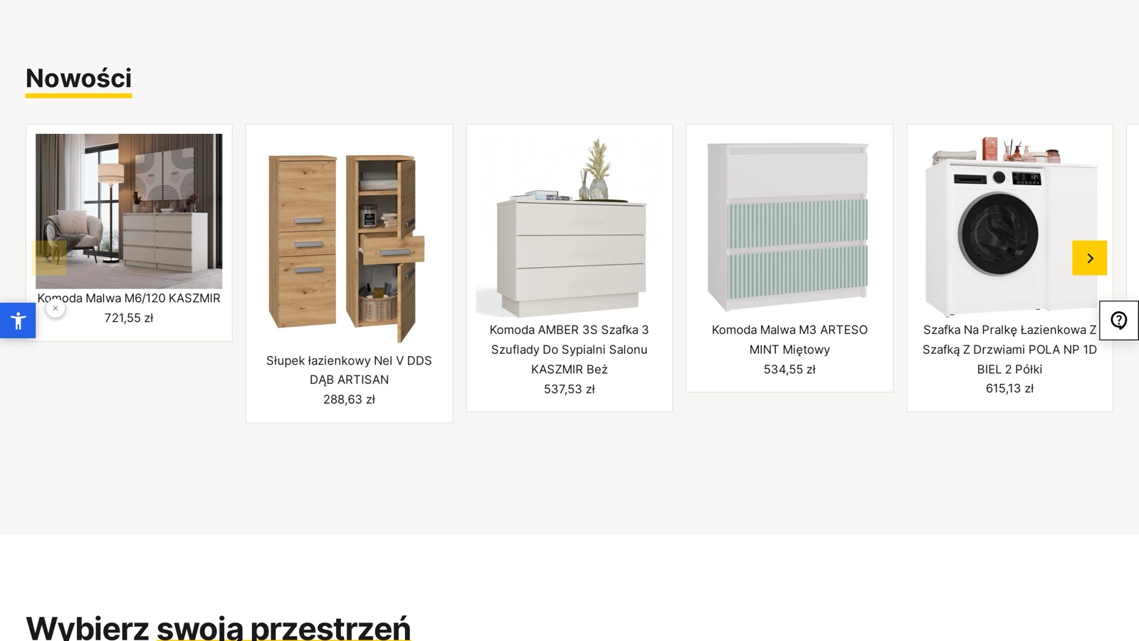 Nowa sekcja Nowości — jednolite karty produktów ze spójnymi nazwami i cenami
